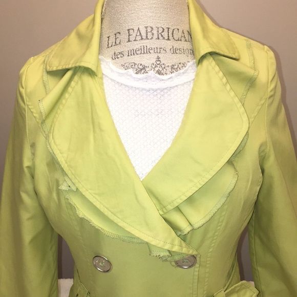 NWOT WOMENS JOUJOU DOUBLE BREASTED VNECK TRENCH COAT SIZE MEDIUM - Picture 3 of 11